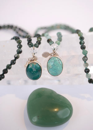 EKAANTA Mala | Finest Persian Turquoise Pendant and Emerald