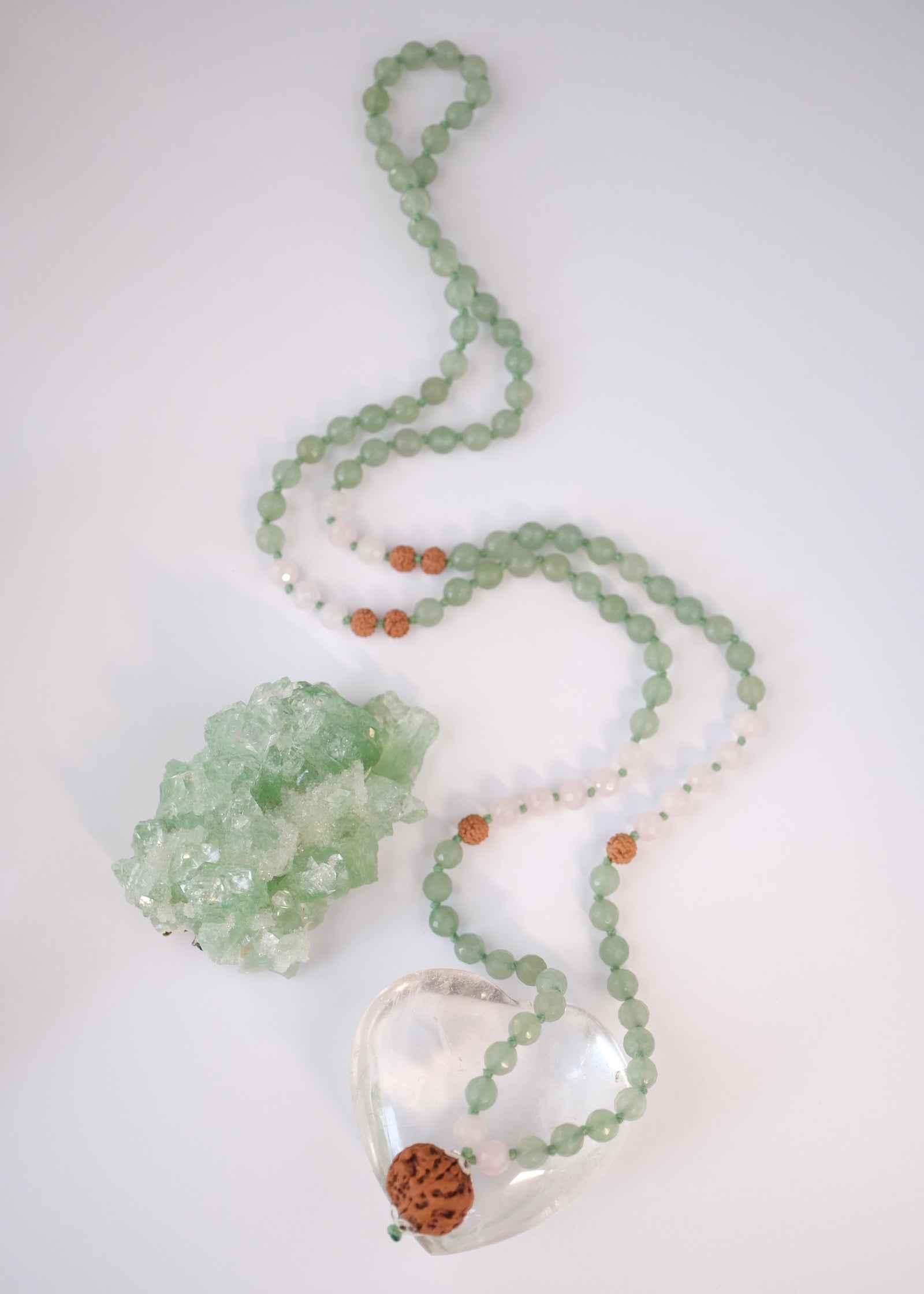 ANAHATA CHAKRA Heart Mala | Aventurine, Rose Quartz, Rudraksha