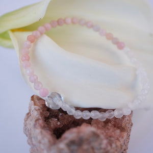 KARUNA KRIPA Loving Grace & self compassion | Pink Opal, Rose Quartz & Herkimer Quartz Bracelet