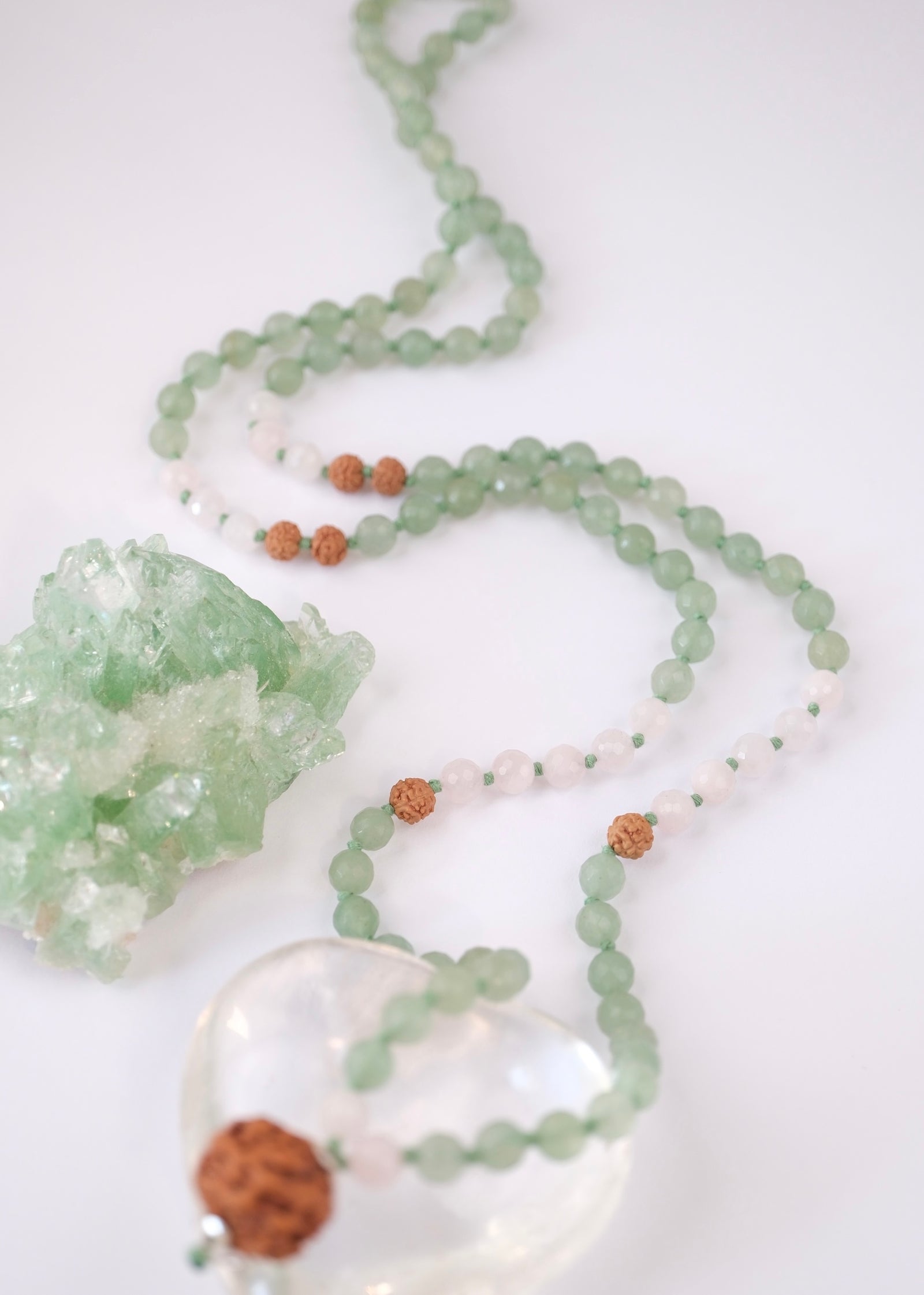 ANAHATA CHAKRA Heart Mala | Aventurine, Rose Quartz, Rudraksha