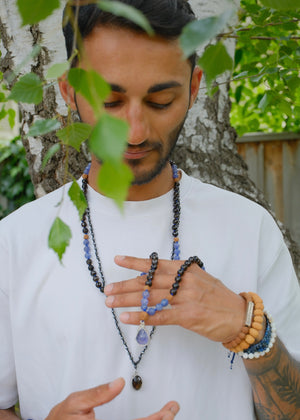 MAHADEV & the Third eye Mala | Tanzanite, Smoky Quartz & Rudraksha Mala