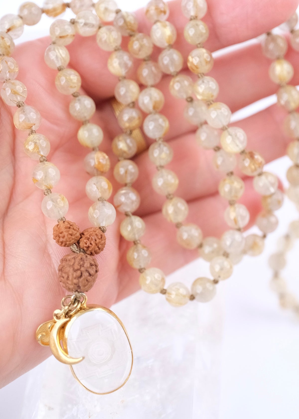Blessing for the Healer | Gold in Quartz, Sri Yantra Pendant