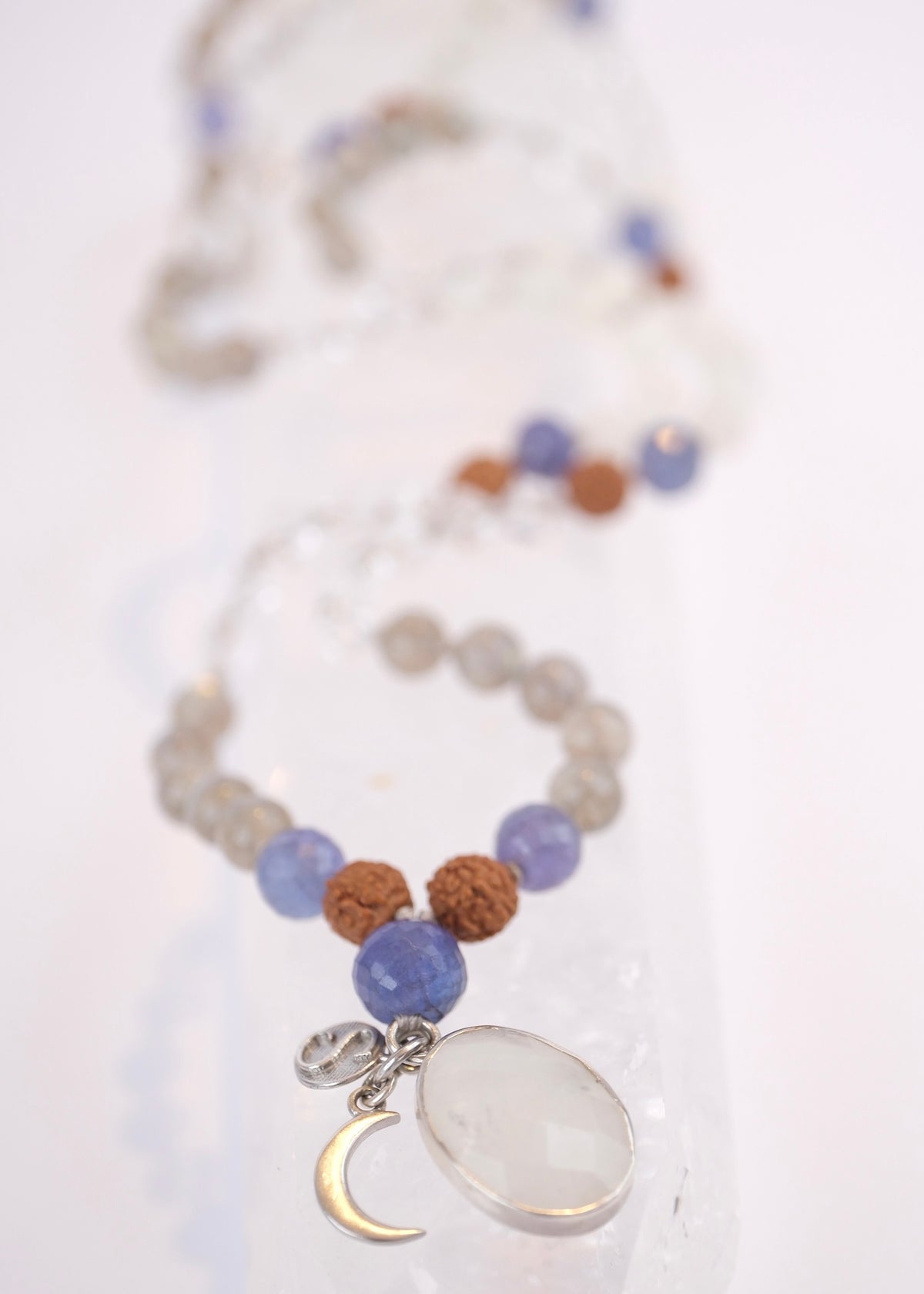CHANDRASHEKHARA Crescent Moon (New Moon) | Tanzanite, Moonstone, Labradorite, Herkimer & Rudraksha