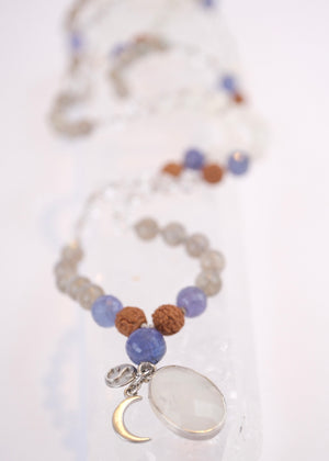 CHANDRASHEKHARA Crescent Moon (New Moon) | Tanzanite, Moonstone, Labradorite, Herkimer & Rudraksha