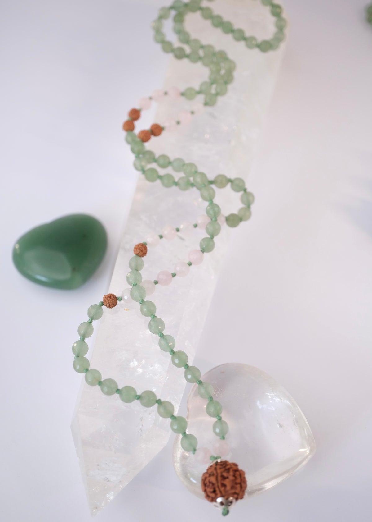 ANAHATA CHAKRA Heart Mala | Aventurine, Rose Quartz, Rudraksha