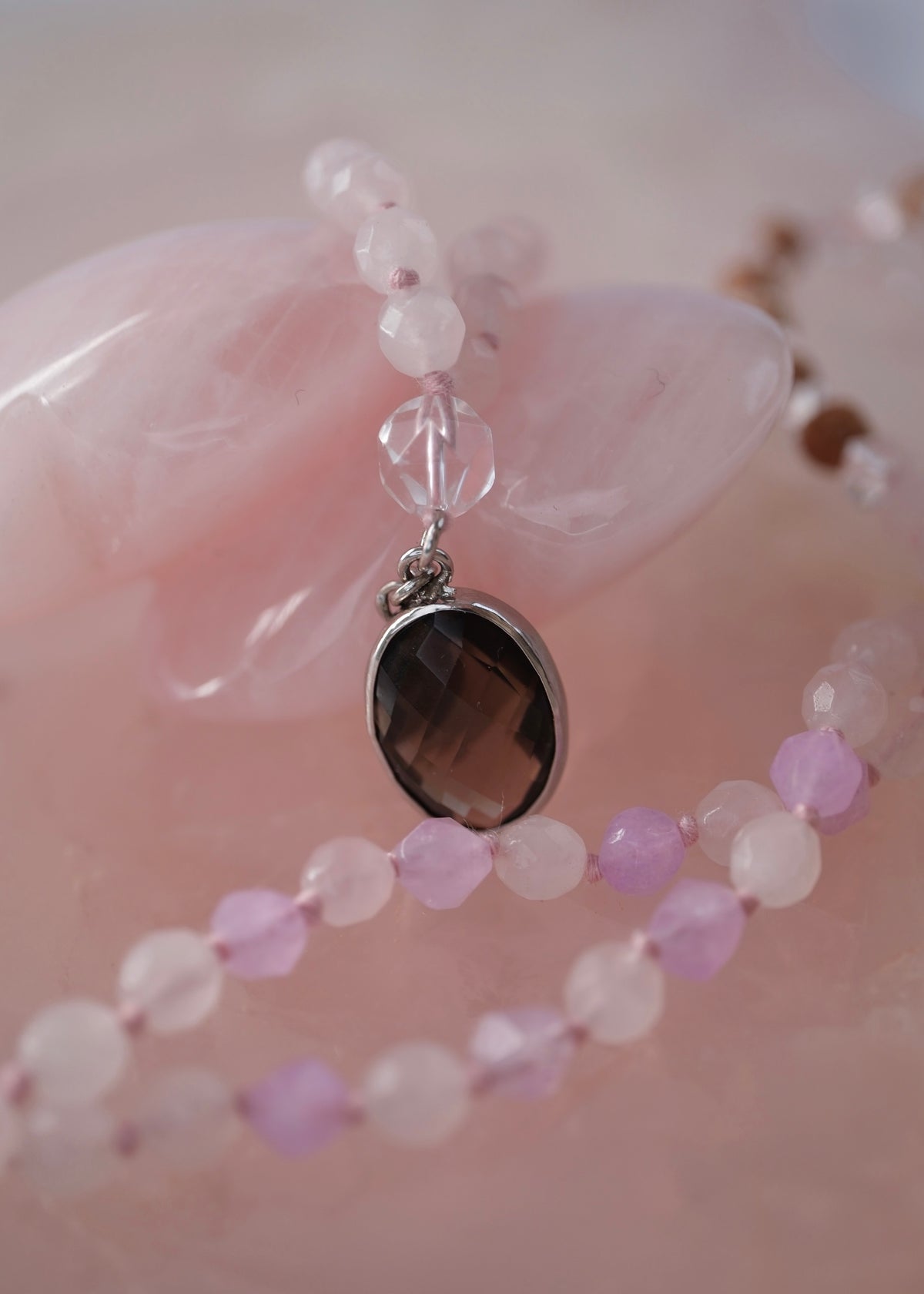 BHAVA Radiating Positivity Mala | Amethyst Herkimer, Smoky &amp; Rose Quartz