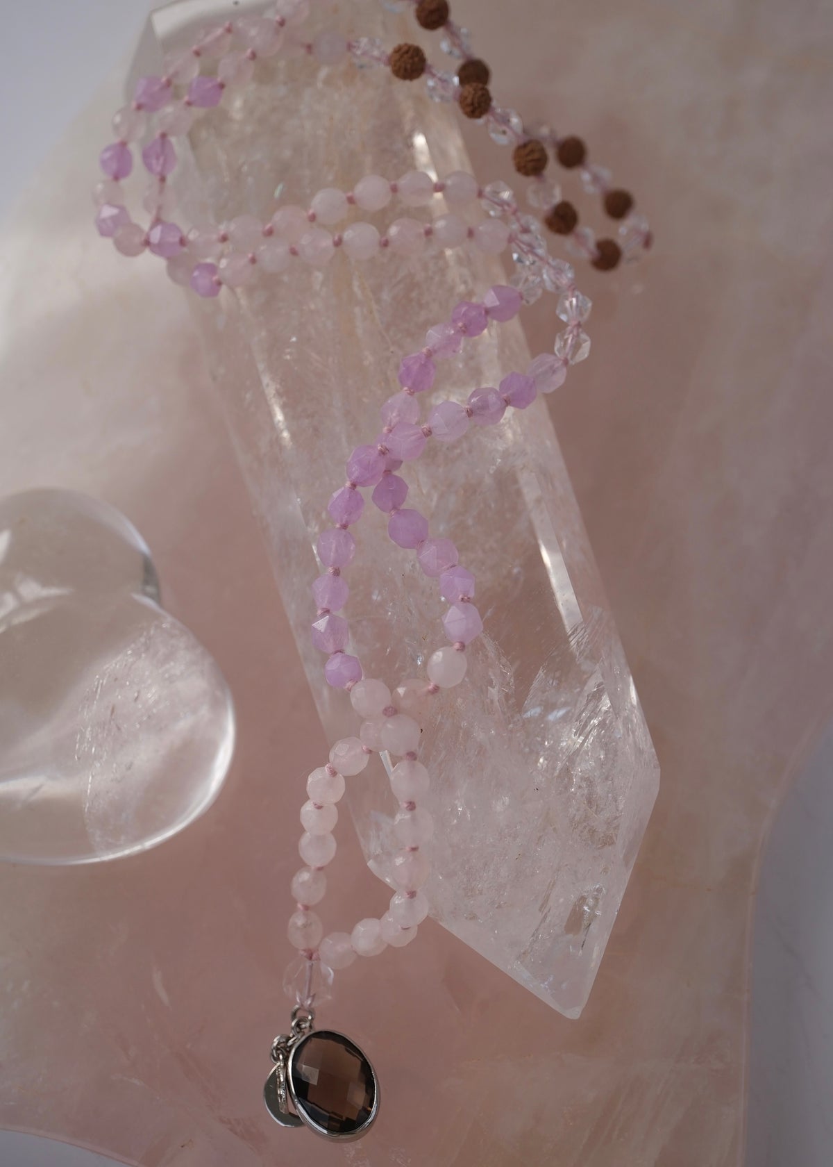 BHAVA Radiating Positivity Mala | Amethyst Herkimer, Smoky &amp; Rose Quartz