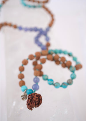 KEDAR Mala | Nepal Ganesh Rudraksha, Tanzanite, Turquoise