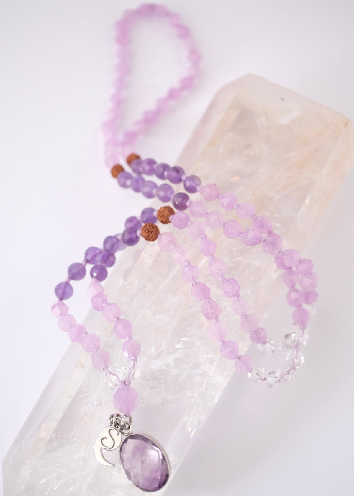 GODDESS of Light | Lavender Amethyst Herkimer Quartz Mala