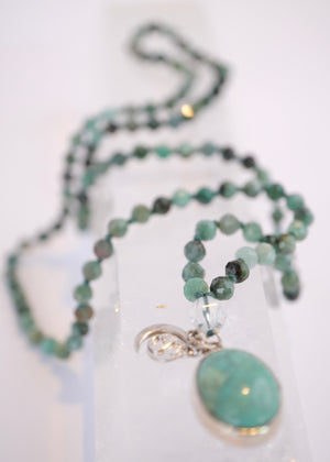 EKAANTA Mala | Finest Persian Turquoise Pendant and Emerald