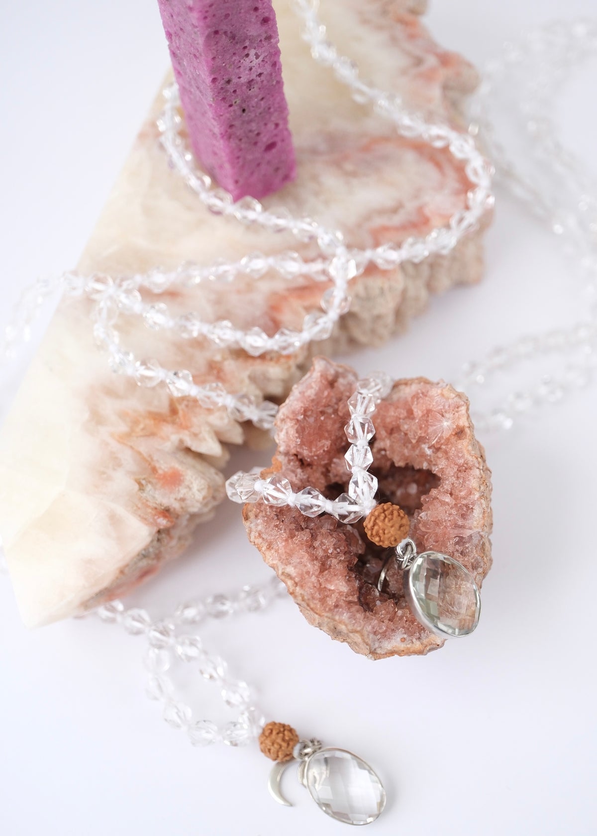 WHITE LIGHT MALA | Herkimer, Himalayan Quartz