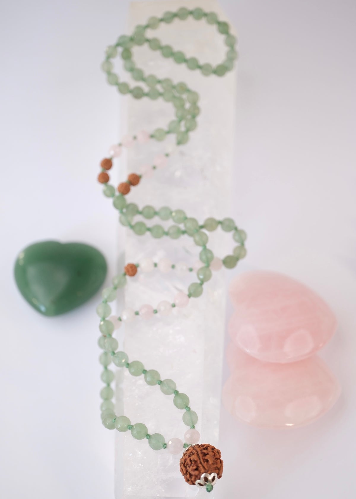 ANAHATA CHAKRA Heart Mala | Aventurine, Rose Quartz, Rudraksha
