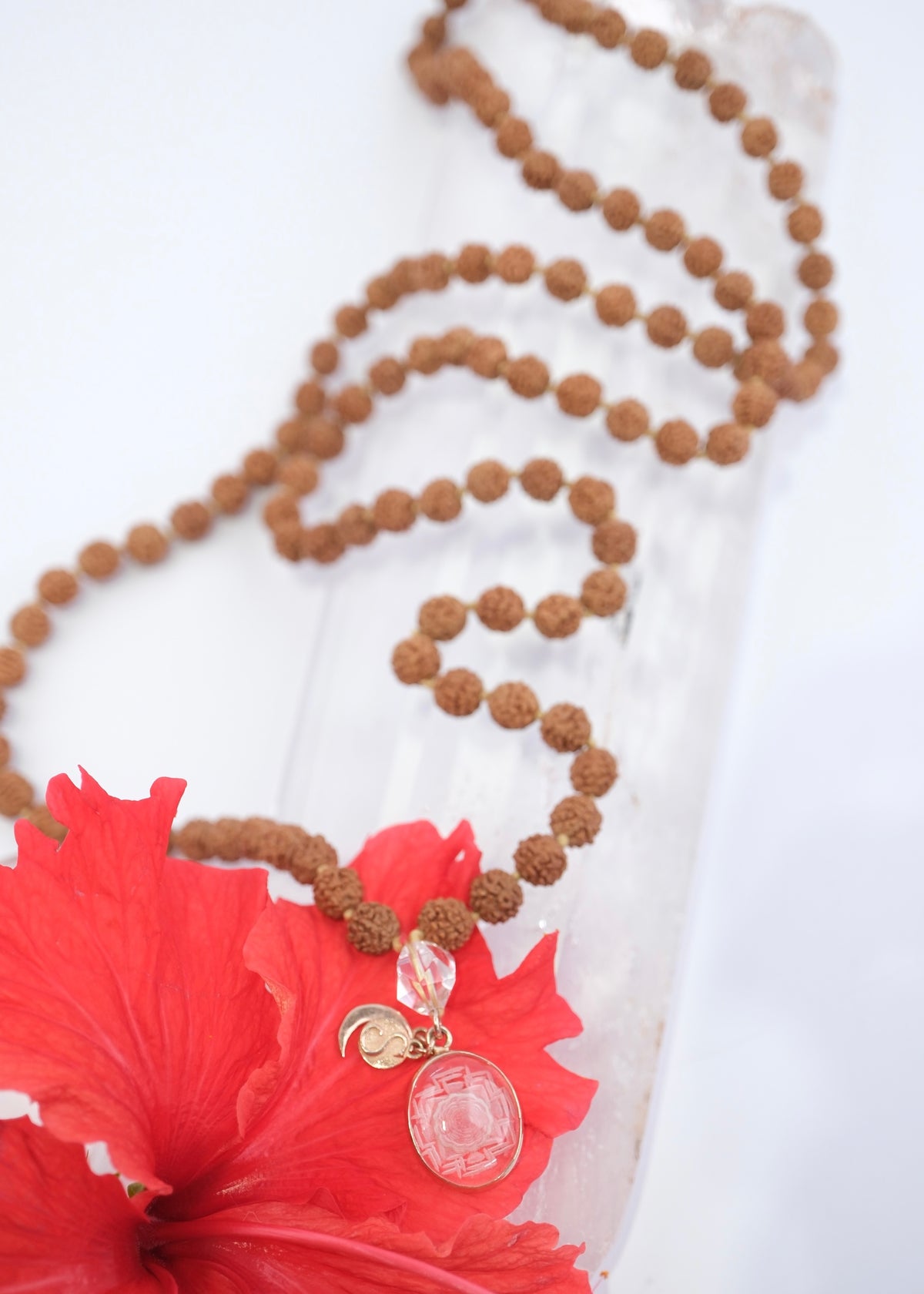 SRI YANTRA MEDITATION| Rudraksha with hand-carved Sri Yantra &amp; Herkimer