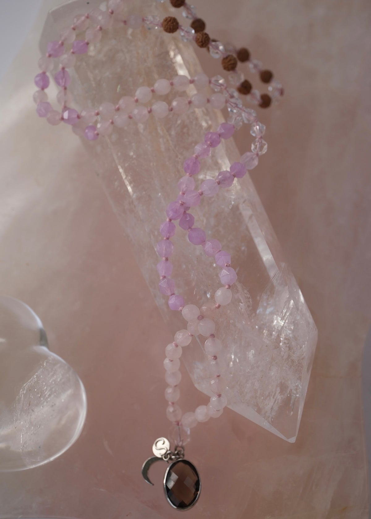 BHAVA Radiating Positivity Mala | Amethyst Herkimer, Smoky &amp; Rose Quartz