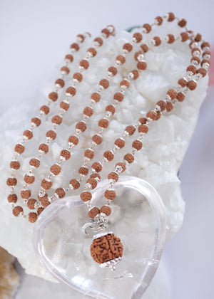 Sterling silver capped seven mukhi rudraksha