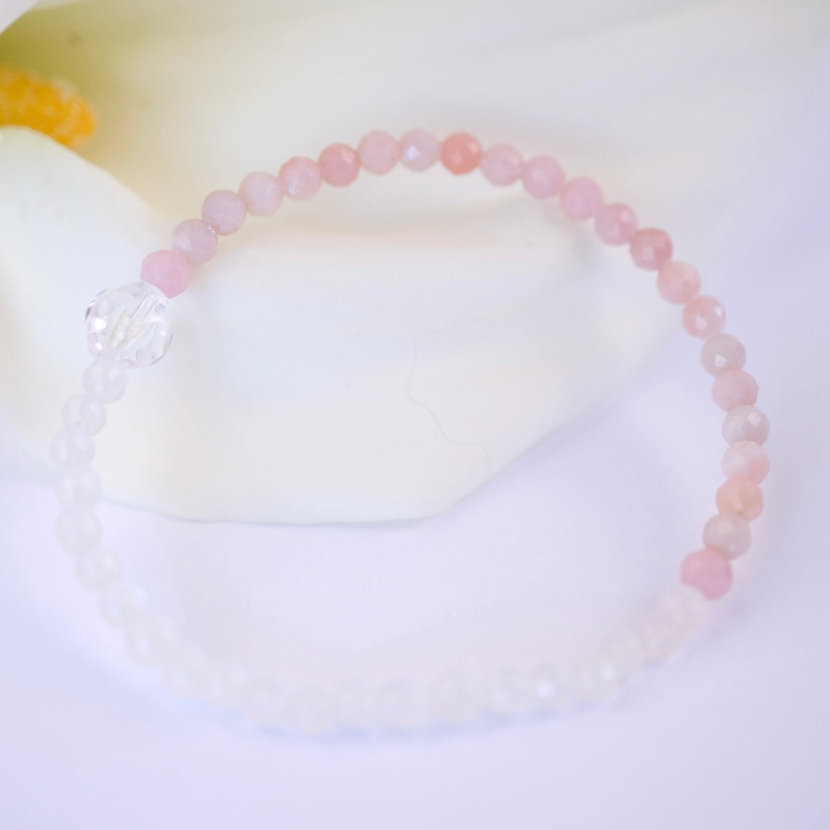 KARUNA KRIPA Loving Grace & self compassion | Pink Opal, Rose Quartz & Herkimer Quartz Bracelet