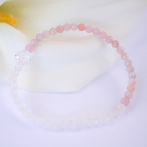 KARUNA KRIPA Loving Grace & self compassion | Pink Opal, Rose Quartz & Herkimer Quartz Bracelet