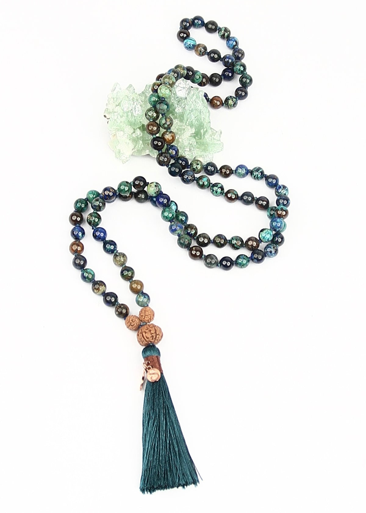 TEJASA Radiant Energy | Chrysocolla, Rudraksha Mala