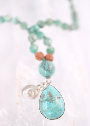 Shivoham Spiritual Jewellery Emerald necklace and Turquoise Pendant Mala