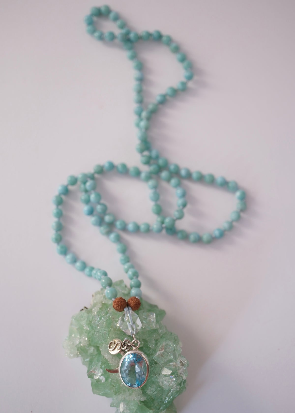 MANASAROVAR Many Treasures Mala | Larimar, Topaz