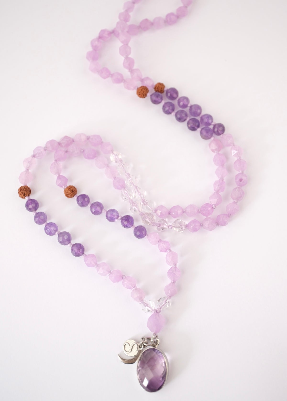 GODDESS of Light | Lavender Amethyst Herkimer Quartz Mala