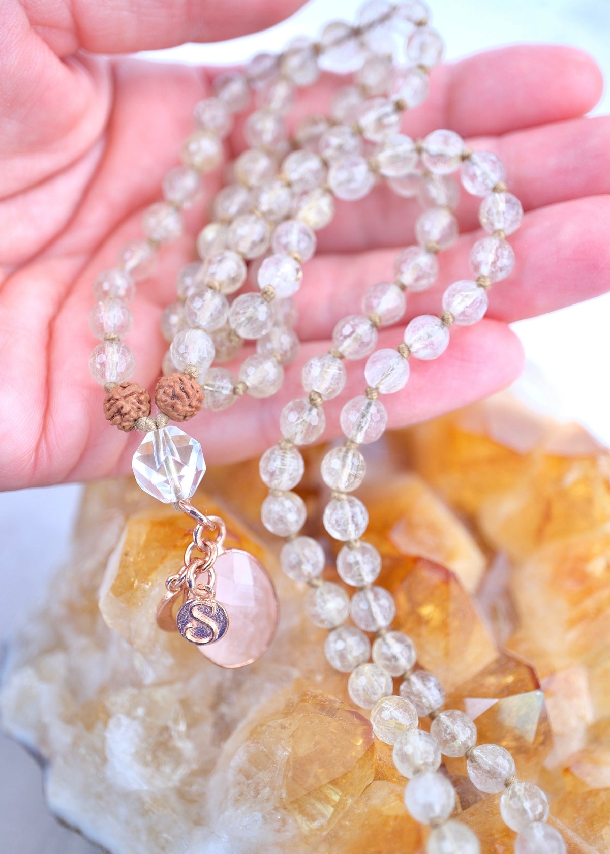 HARA Healing the Healers | Rose Quartz, Gold Rutile Quartz, Herkimer Diamond, Rudraksha