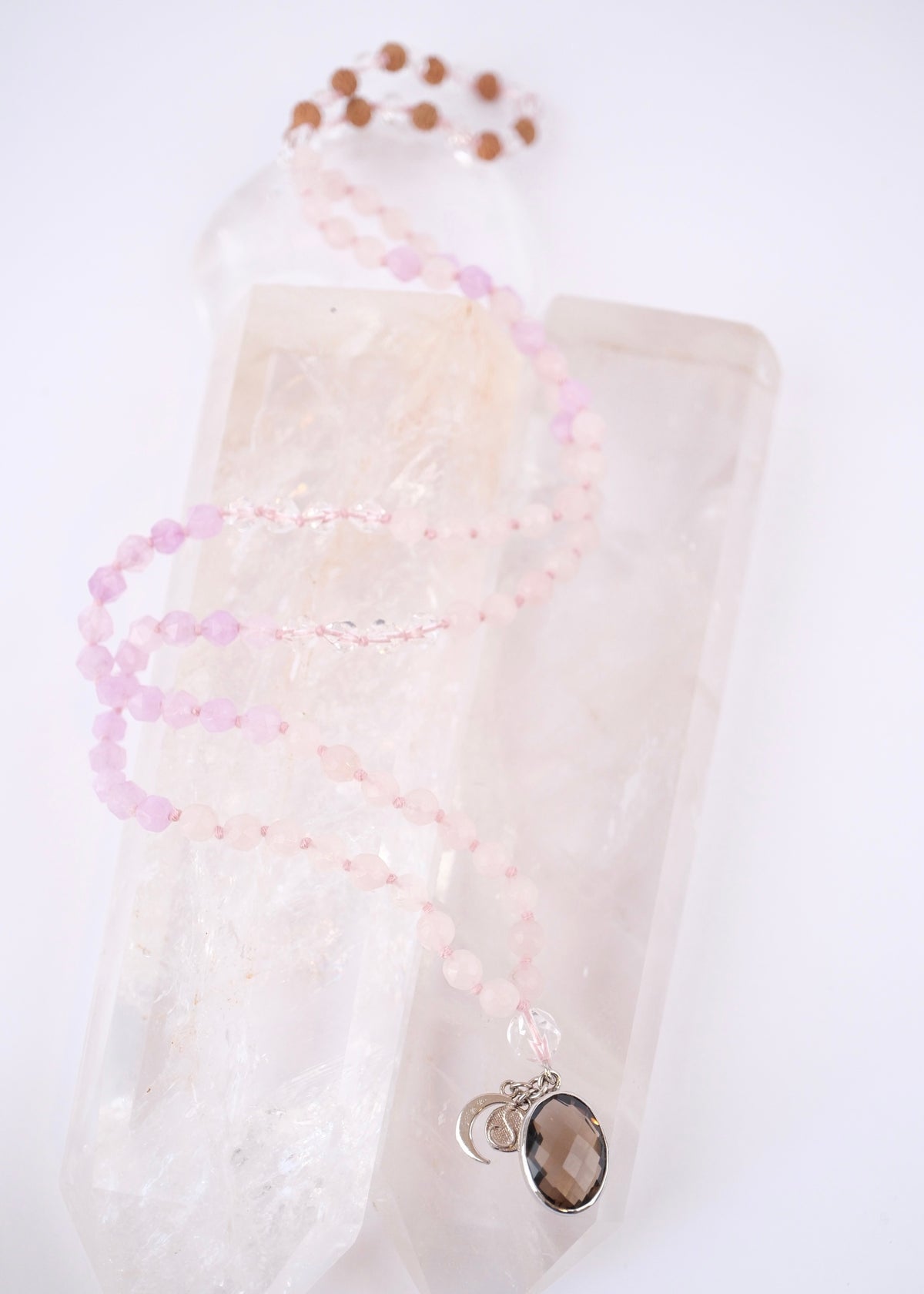 BHAVA Radiating Positivity Mala | Amethyst Herkimer, Smoky &amp; Rose Quartz