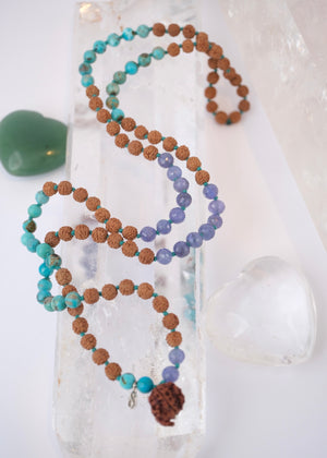 KEDAR Mala | Nepal Ganesh Rudraksha, Tanzanite, Turquoise