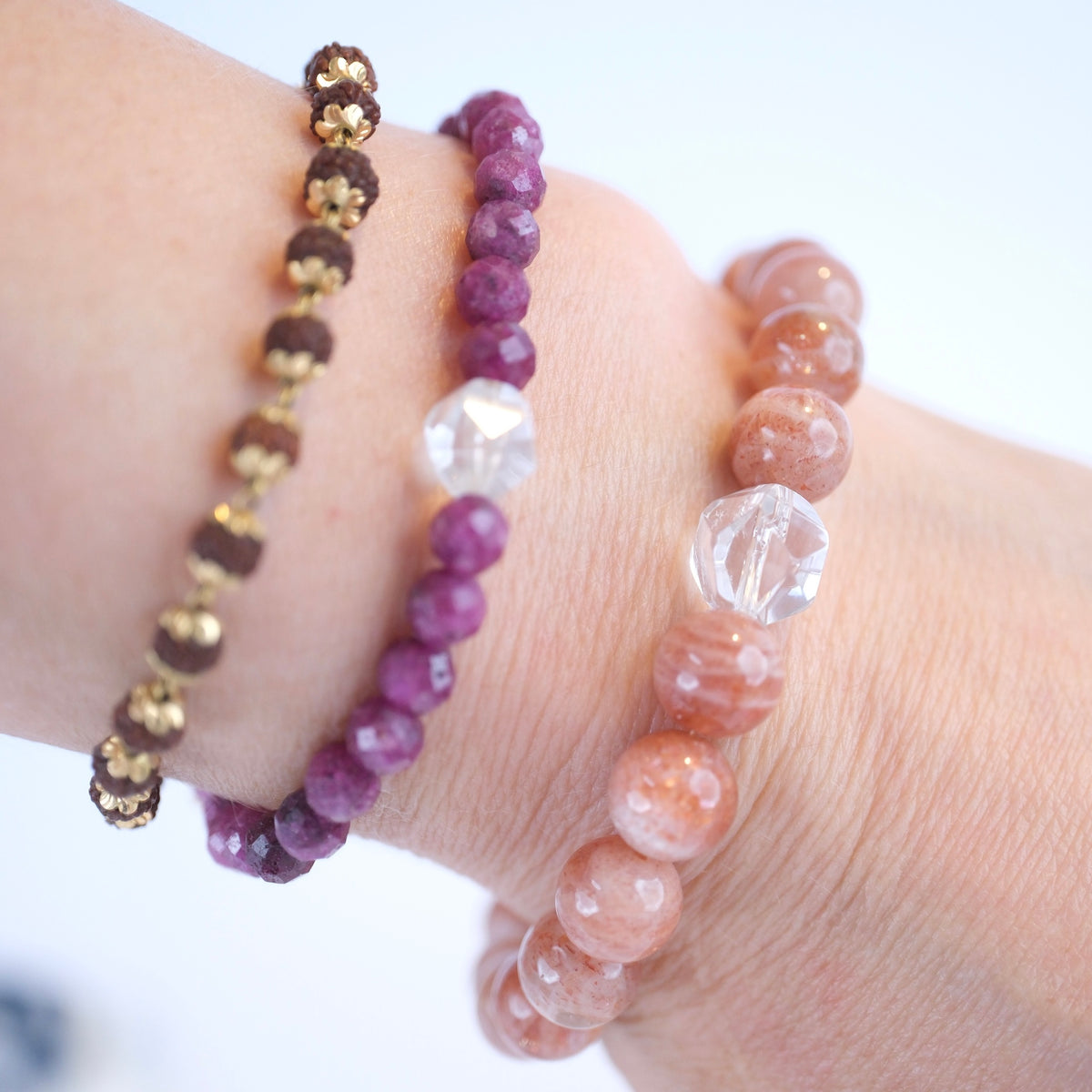 SURYA Blessings | 10mm Sunstone, Herkimer Quartz bracelet