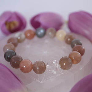 CHANDRA KALA Bracelet 'The Light of the Moon' | 12mm Moonstone with Herkimer