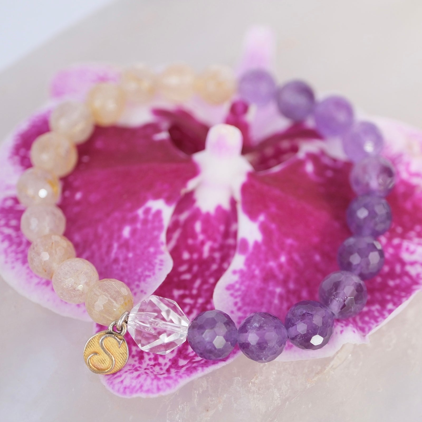LIGHT SEER Bracelet  | Rutile Quartz, Amethyst, Herkimer Bracelet