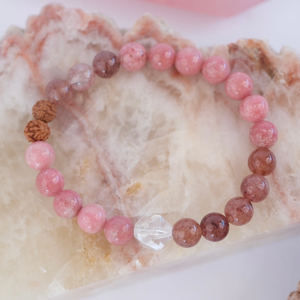 KARUNA Heary of Grace & Compassion | Thulite, Strawberry Quartz bracelet