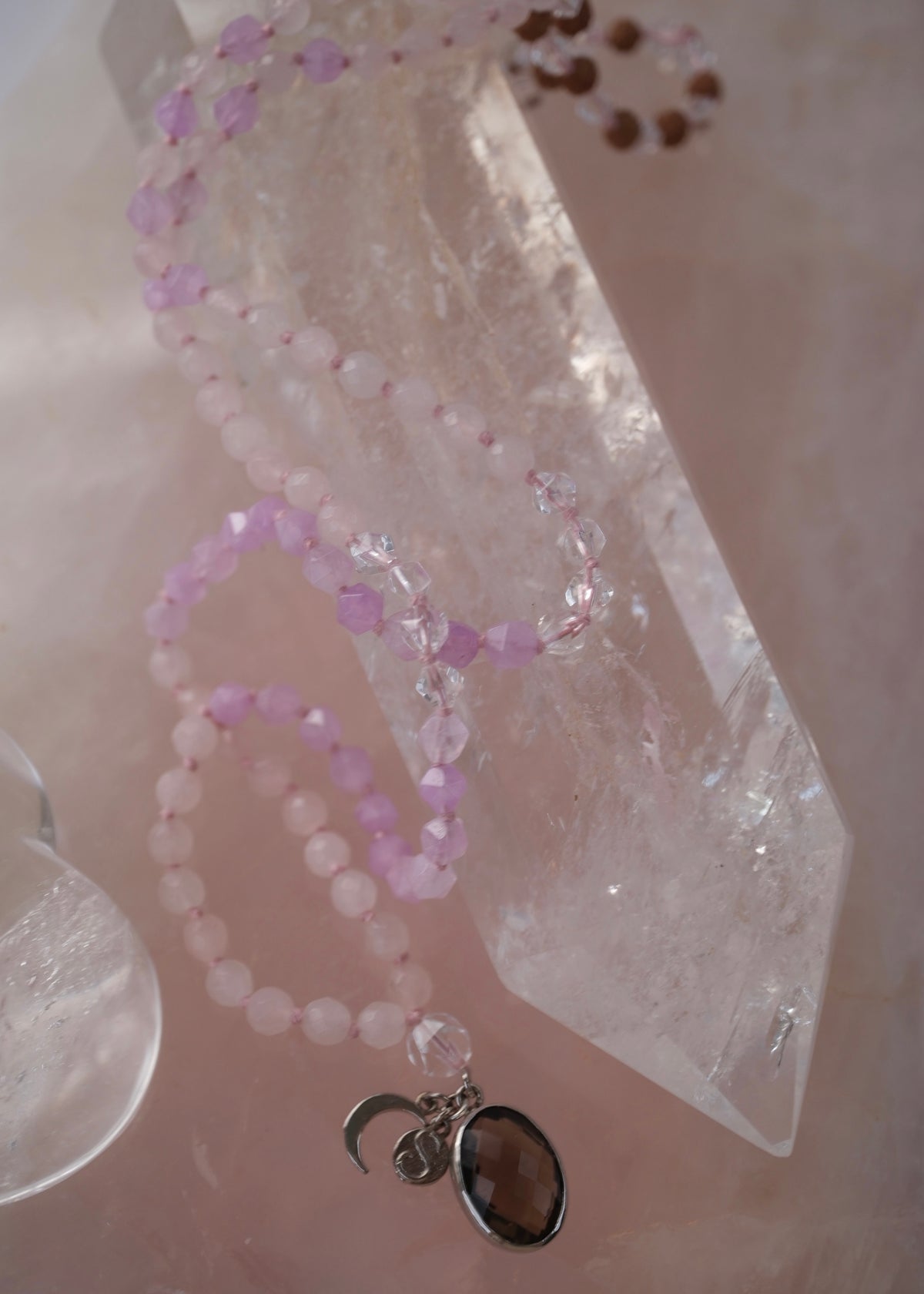 BHAVA Radiating Positivity Mala | Amethyst Herkimer, Smoky &amp; Rose Quartz