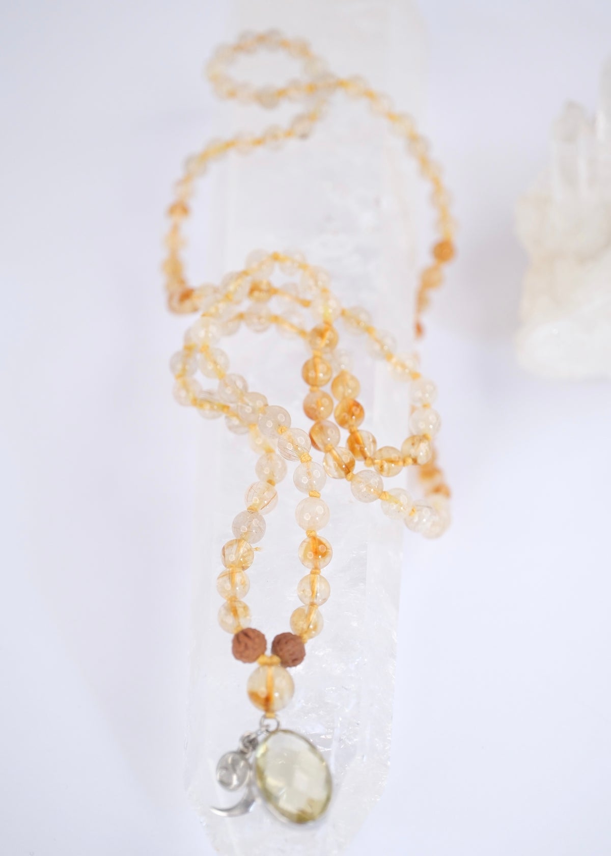 SOLAR PLEXUS Chakra Mala | Citrine, Lemon Quartz & Rudraksha