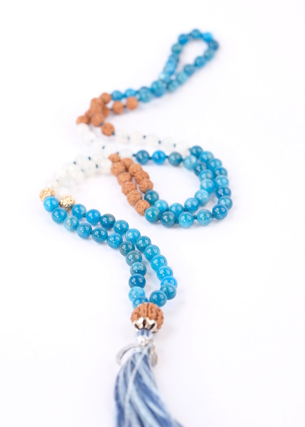 JAYA VIJAYA Victory of Souls Purpose Mala | Apatite, Moonstone, Silver