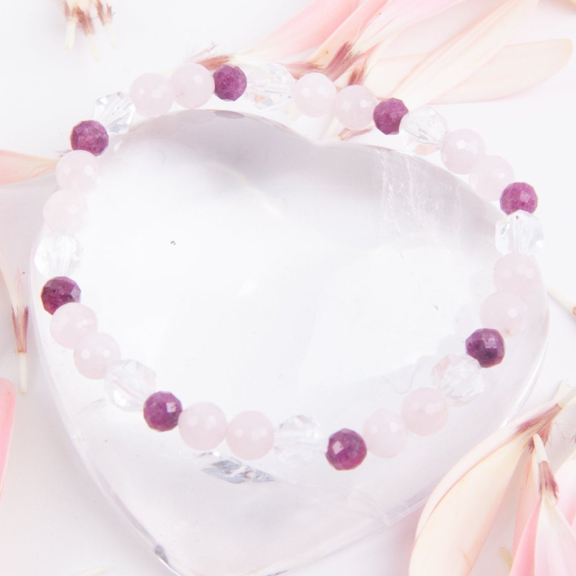 APHRODITE Love &amp; Beauty Bracelet | Ruby, Rose Quartz, Herkimer