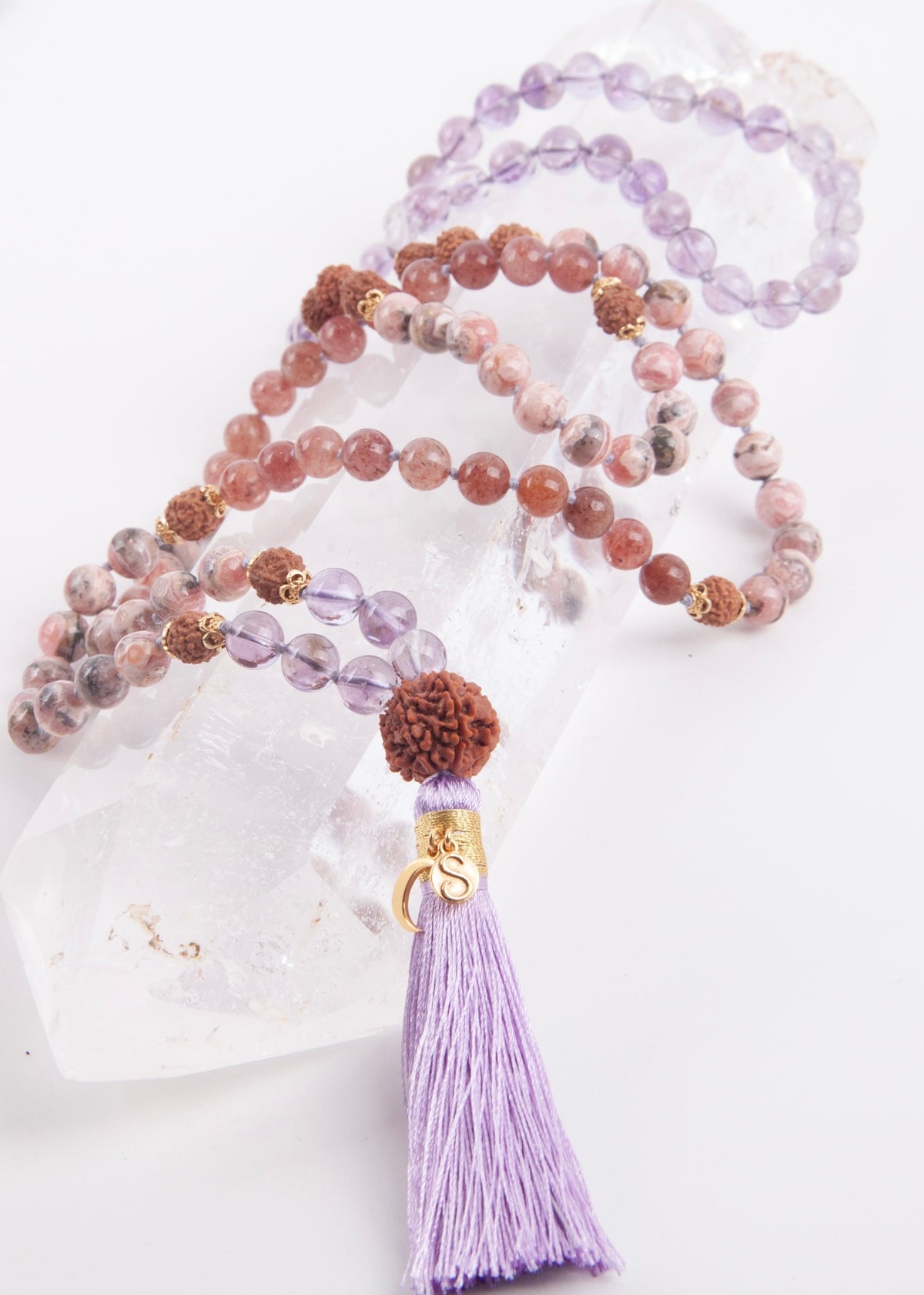 ANAND LAKSHMI Abundance, Divine Feminine Mala | Lakshmi Guru bead &amp; other profound rare crystals