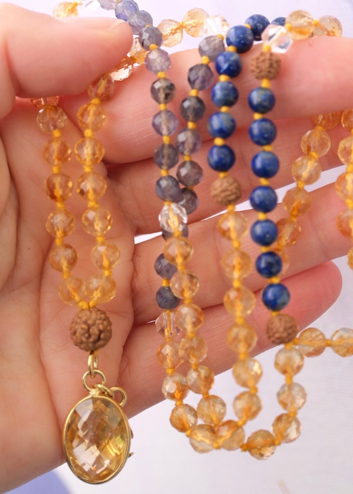 KARMA SIDDHI Success &amp; The Accomplishment of Purposeful Action Mala | Citrine, Iolite, Lapis, Herkimer, Rudraksha