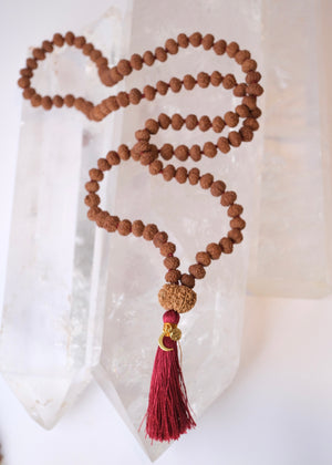 TEMPLE Collection: VISHNU Mala | Nepal 10 Mukhi Guru bead with 108 Indonesian 10 Mukhi Rudraksha