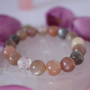 CHANDRA KALA Bracelet 'The Light of the Moon' | 12mm Moonstone with Herkimer
