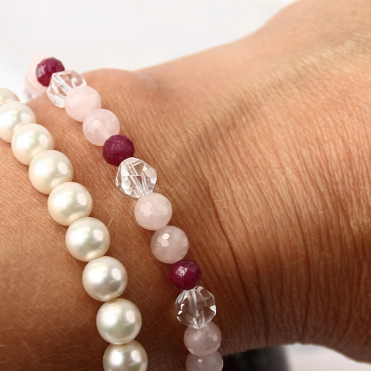 APHRODITE Love &amp; Beauty Bracelet | Ruby, Rose Quartz, Herkimer