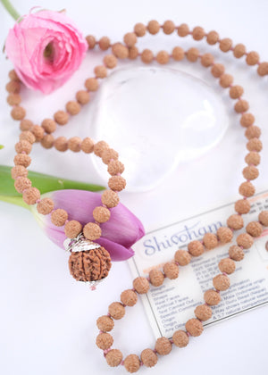 MAHALAKSHMI ‘The Goddess of Abundance' Japa Mala | Nepal 7 Mukhi Rudraksha Guru bead