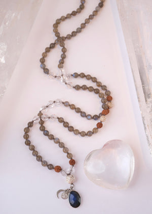 ORION STAR SEEDS Mala | Labradorite, Herkimer, Silver, Rudraksha | Made for Visionaries