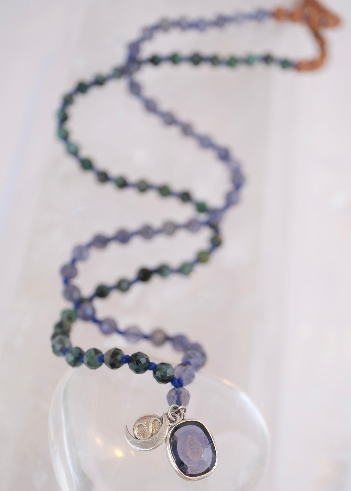 DEVAKA Divine, Celestial Mala | Emerald, Iolite & Rudraksha