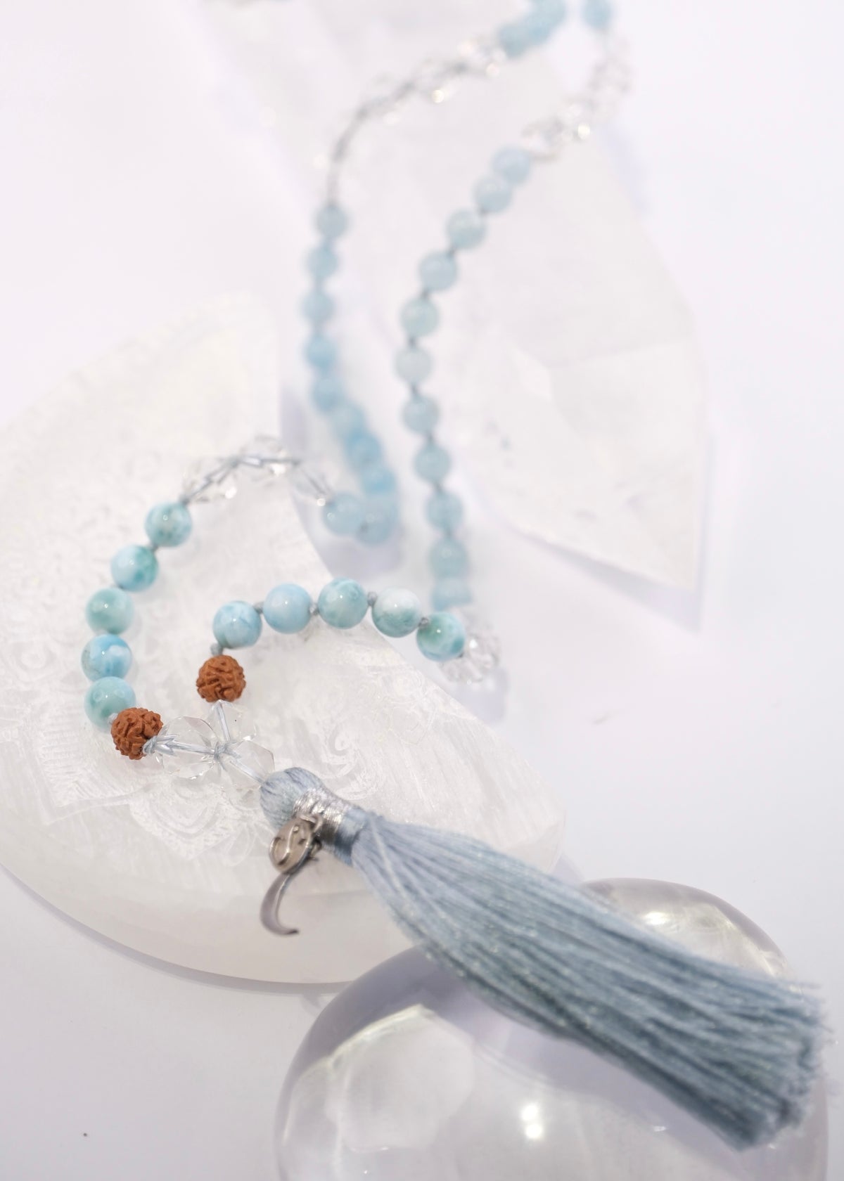 LIGHT UP Mala with Aquamarine and Larimar