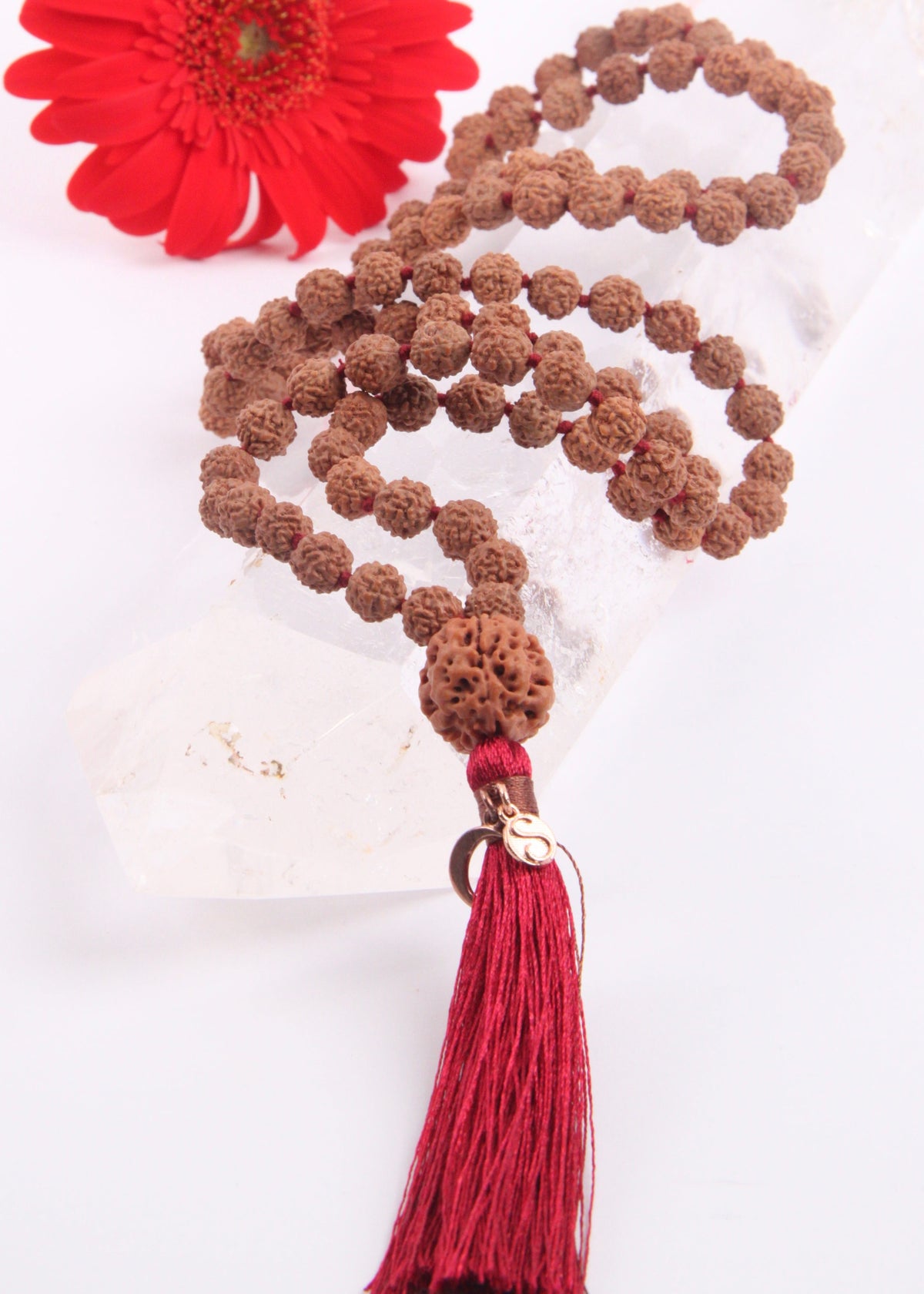 ADI Original Trinity Mala | Large Rudraksha with 3 Mukhi Guru bead. Meditation Mala