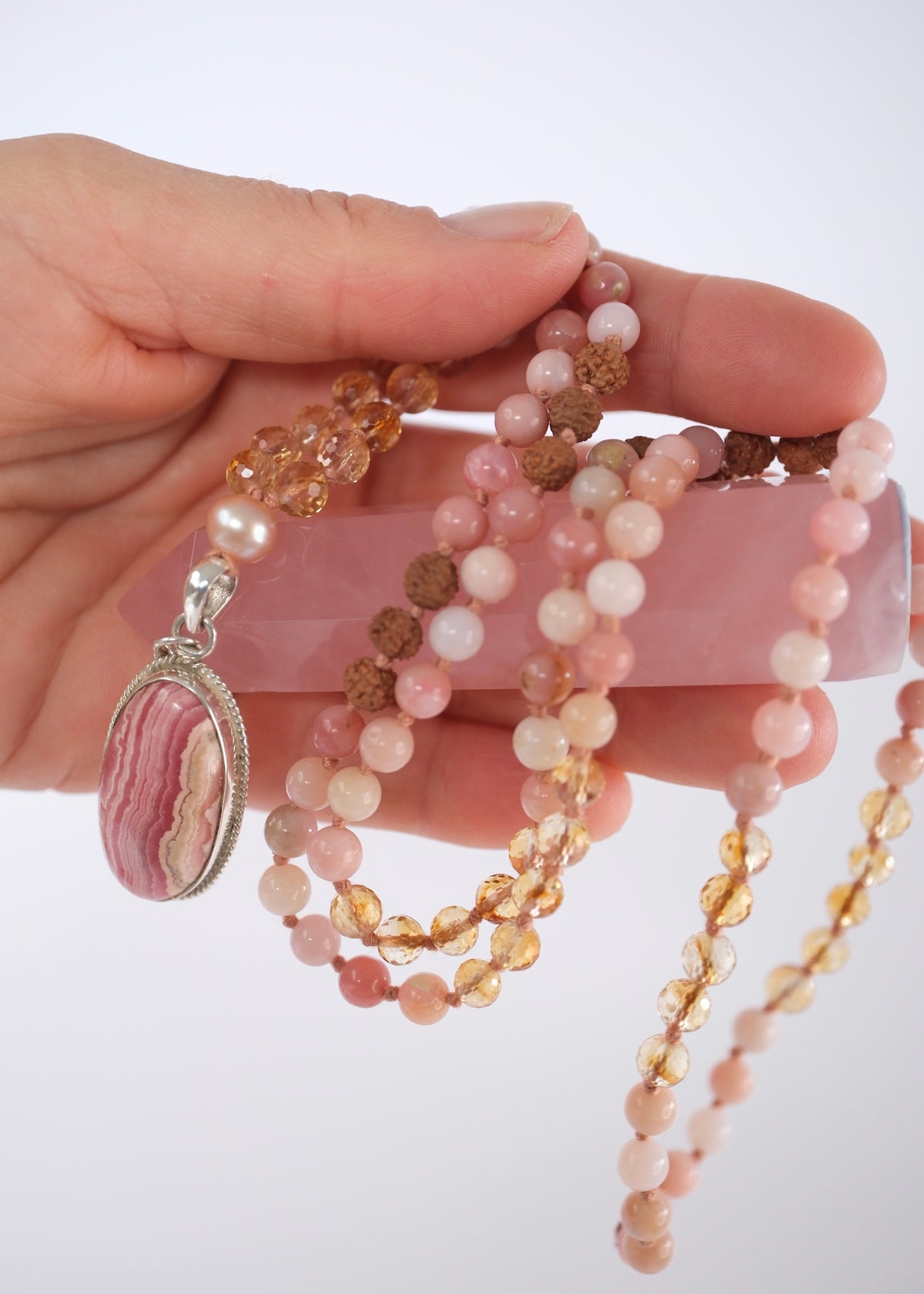 ATMA PREMA ‘The Sacred Self Love’ Mala | Rhodochrosite, Citrine, Pink Opal