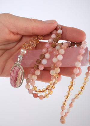 ATMA PREMA ‘The Sacred Self Love’ Mala | Rhodochrosite, Citrine, Pink Opal