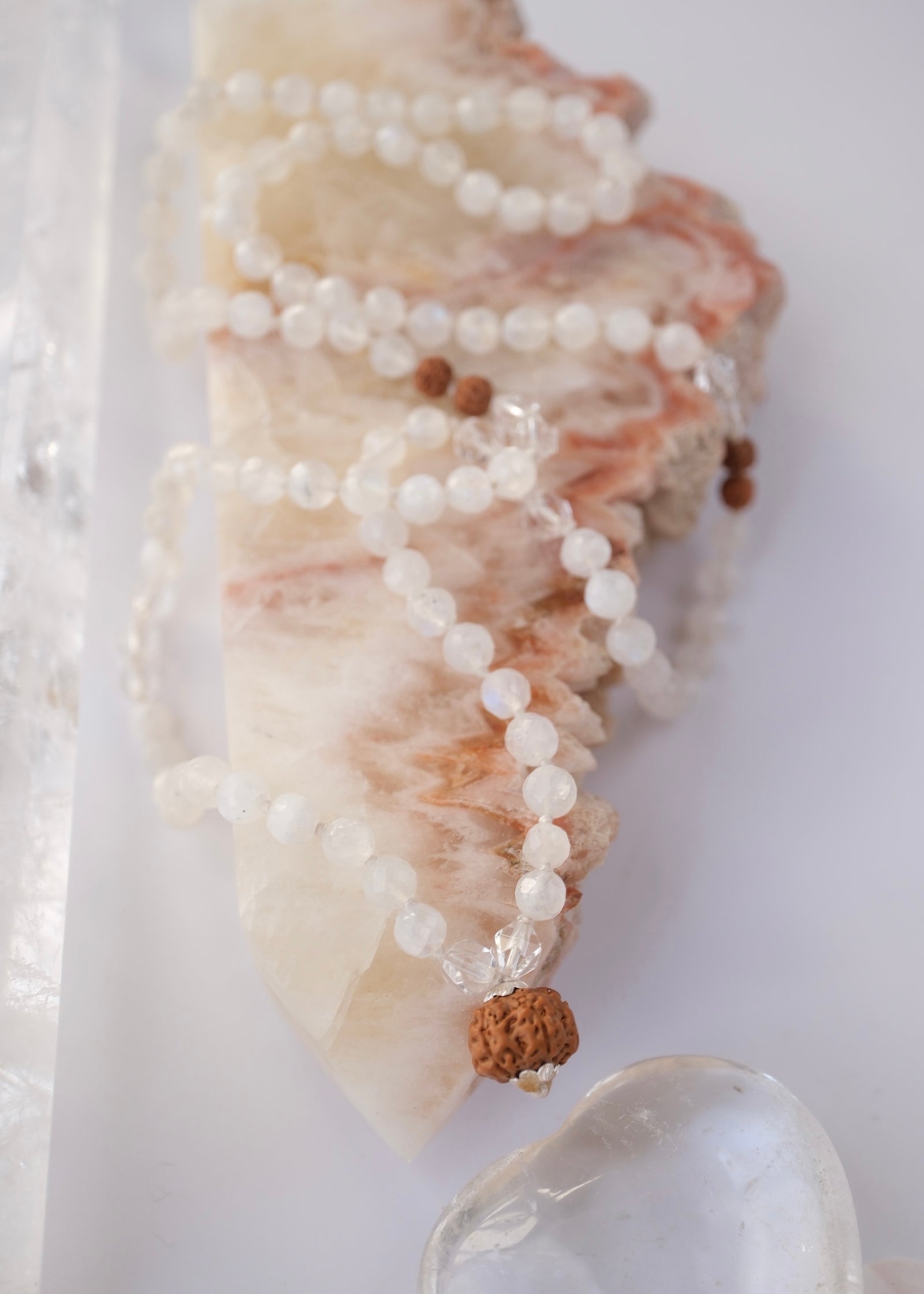 CHANDRA Full Moon Blessings | Rainbow Moonstone, Herkimer, Rudraksha Mala