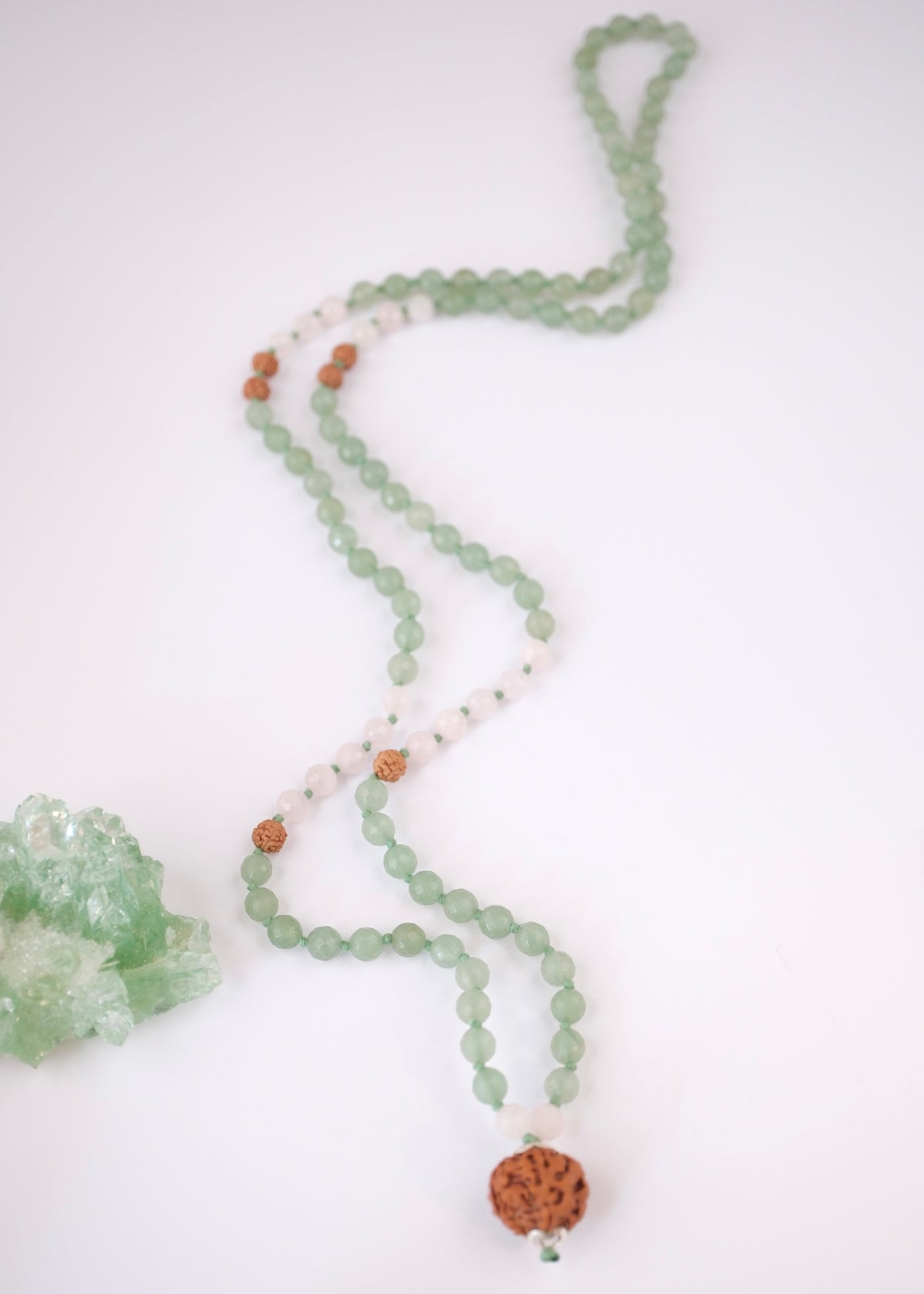 ANAHATA CHAKRA Heart Mala | Aventurine, Rose Quartz, Rudraksha